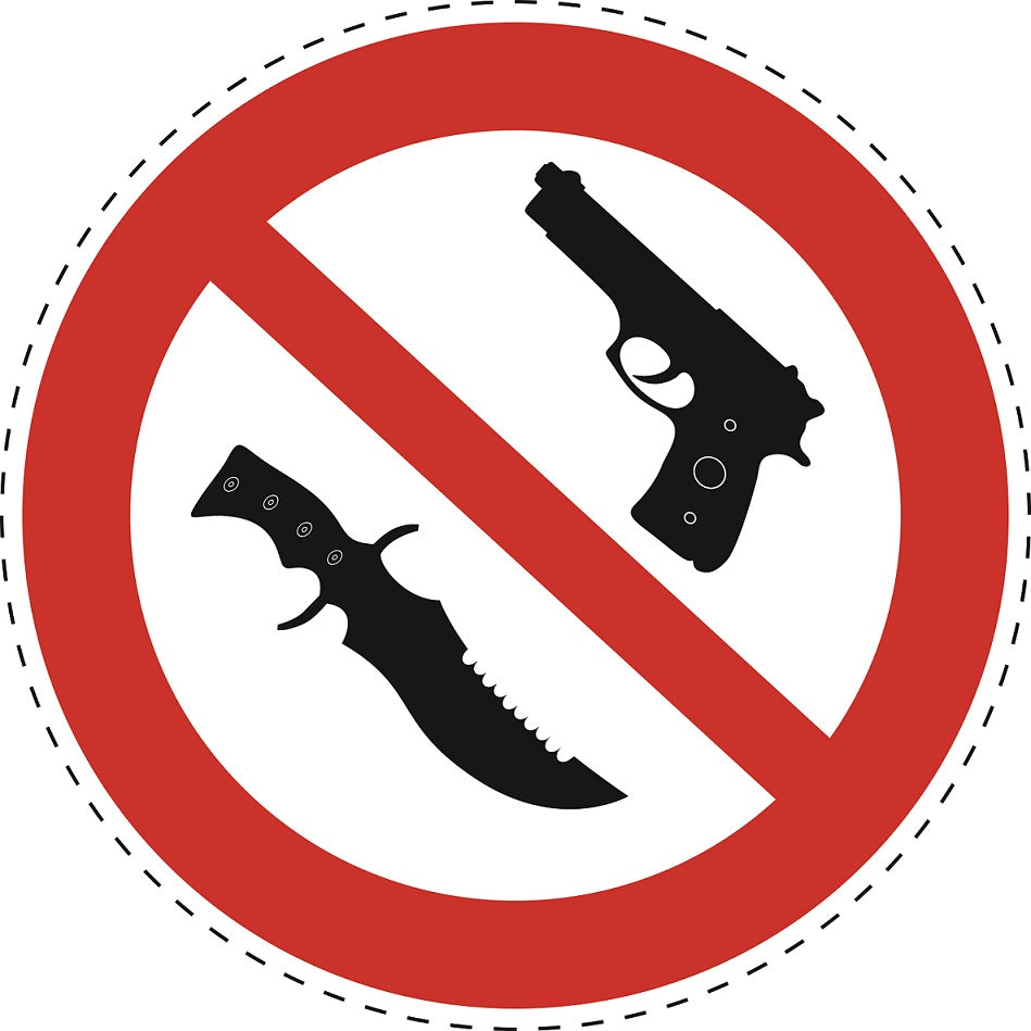 Verbotsaufkleber "Keine Waffen erlaubt" aus PVC Plastik, ES-SI21100