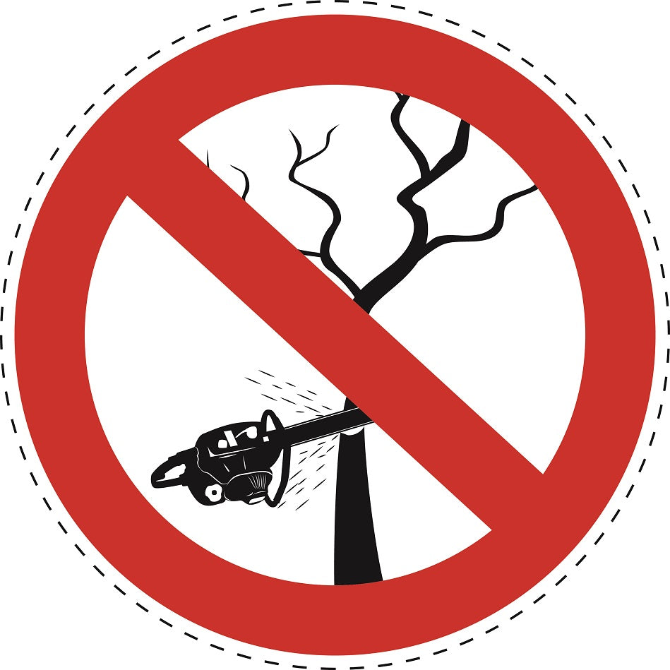 Verbotsaufkleber "Bäume schneiden nicht erlaubt" aus PVC Plastik, ES-SI22900