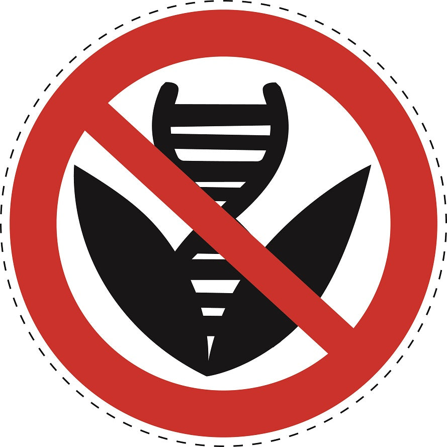 Verbotsaufkleber "Kein GVO (kein genetisch veränderter Organismus)" aus PVC Plastik, ES-SI23300