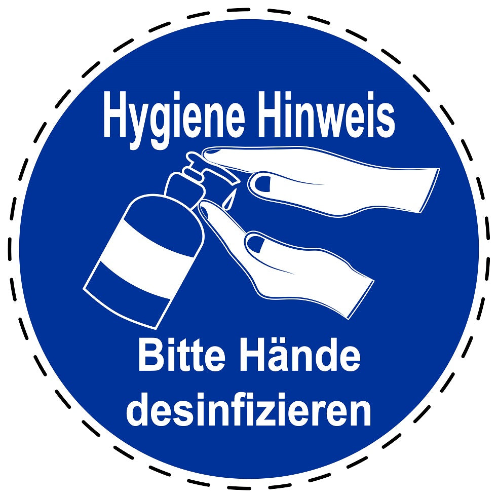 Gebotsaufkleber "Hygiene Hinweis Bitte Hände desinfizieren" aus PVC Plastik, ES-SIM1540