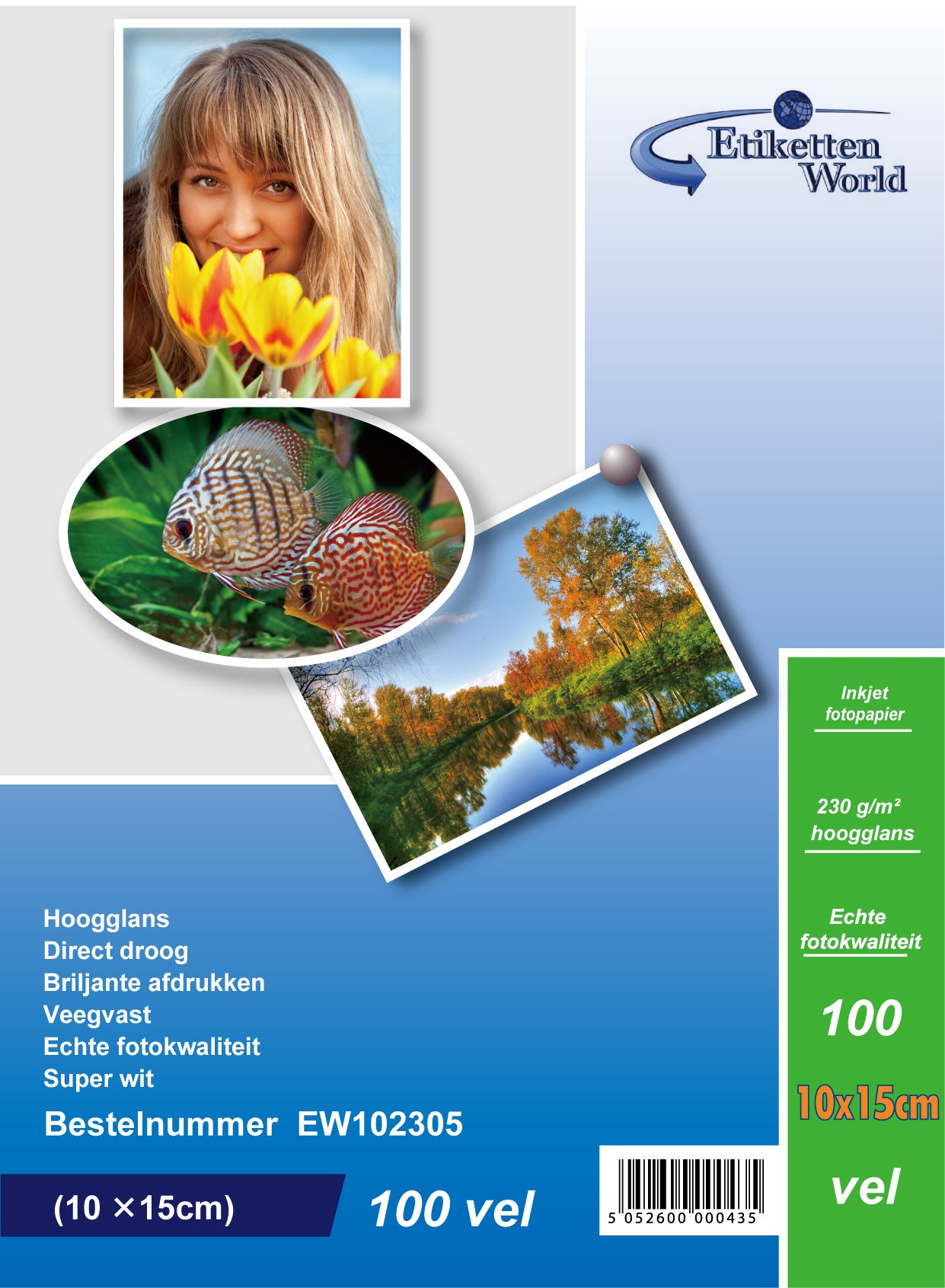 100 Blatt EtikettenWorld BV Fotopapier/ Fotokarten  10x15 cm 230g/qm High Glossy und wasserfest